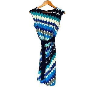 3 for $30! R & K patterned short sleeve belted dress